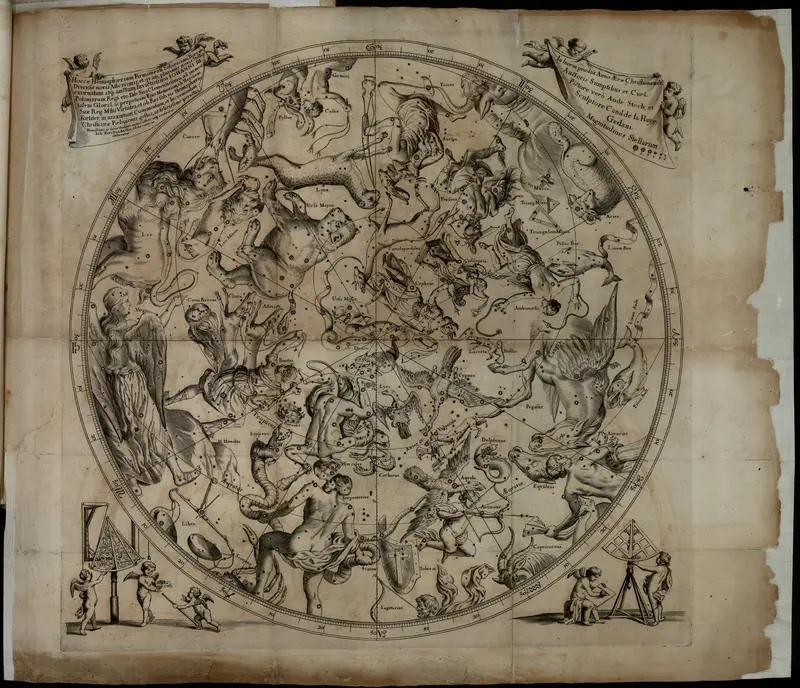 A northern-sky chart from Hevelius's atlas of 1690